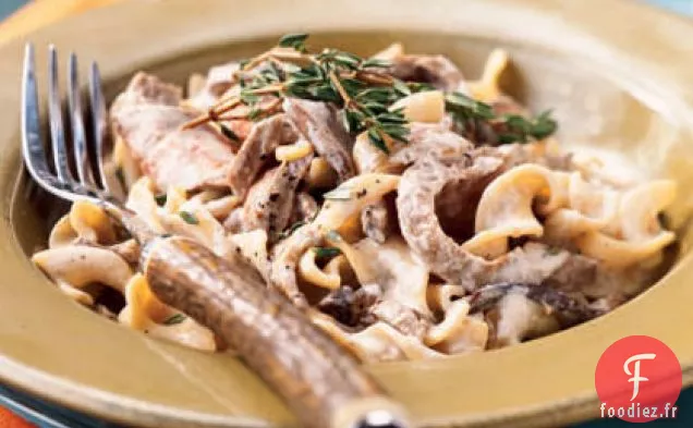 Steak de Flanc avec Sauce Crémeuse aux Champignons