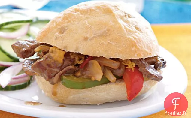 Cheesesteaks aux Champignons et à l'Oignon Doux