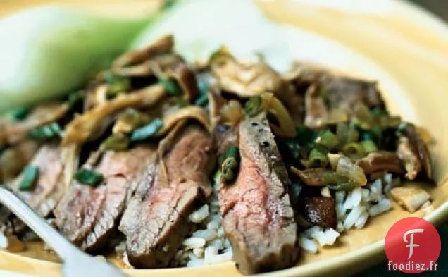 Steak de Flanc avec Sauce aux Champignons Shiitake