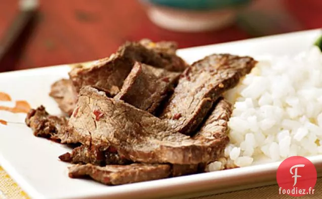 Steak de Flanc avec Sauce Chaude aux Arachides