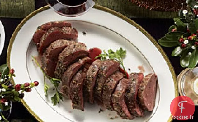 Filet De Bœuf Rôti Lentement Avec Ragoût de Champignons Doubles