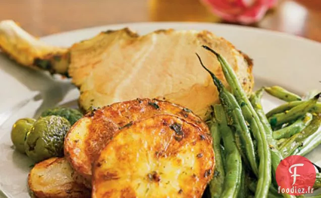 Mini Carré de Porc avec Pommes de Terre Rôties et Haricots Verts