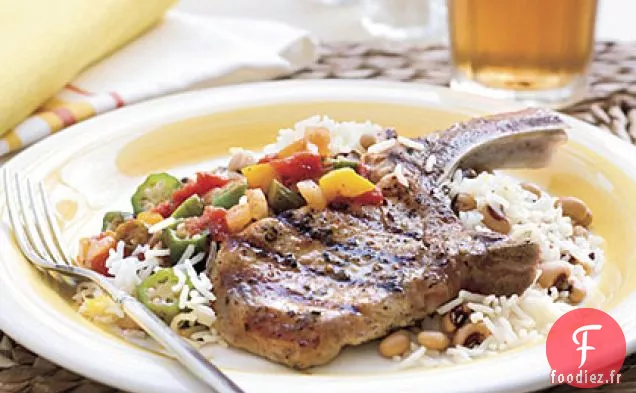 Côtelettes de Porc Grillées au Basilic et à l'Ail