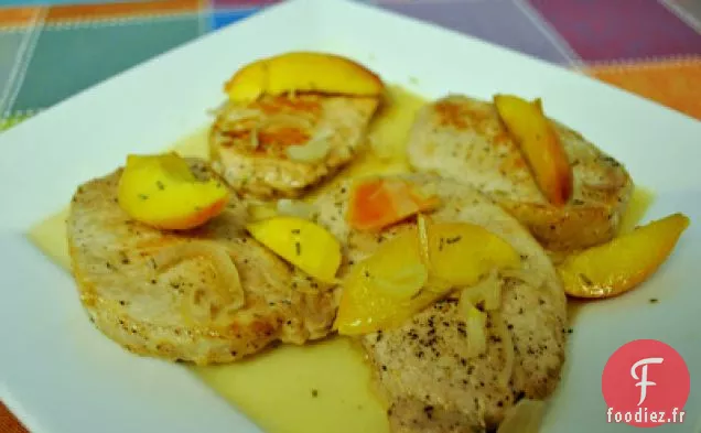Côtelettes De Porc Aux Pêches Sautées