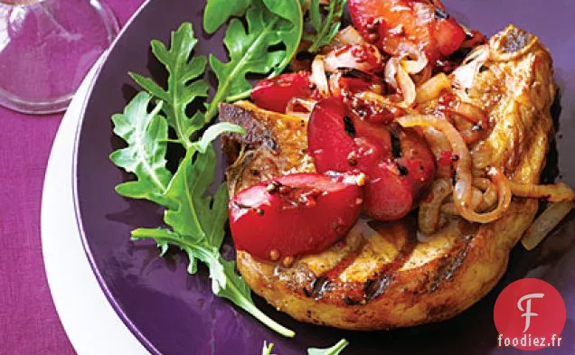 Côtelettes de Porc Grillées au Chutney de Prunes