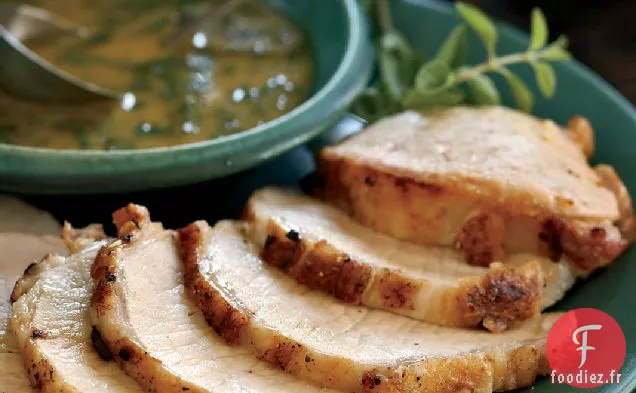 Longe de Porc Rôtie à la Sauce aux Herbes à l'Orange