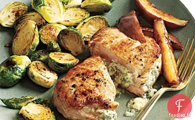 Côtelettes de Porc Farcies au Fromage Bleu et aux Poires