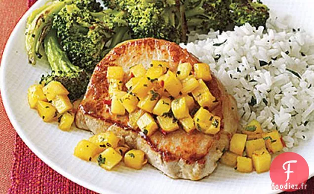 Côtelettes de Porc Sautées à l'Ananas et à la Menthe