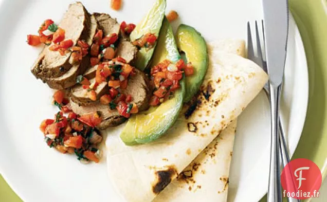 Filet de Porc Poivré avec Salsa Tomate-Menthe