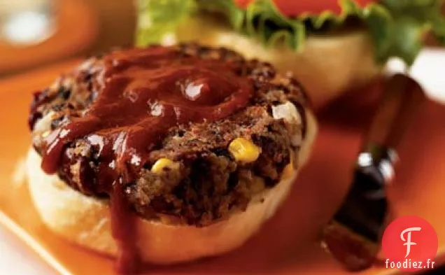 Hamburgers de Maïs et de deux Haricots au Ketchup Chipotle