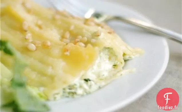 Manicotti Roquette & Pois Aux Pignons Grillés