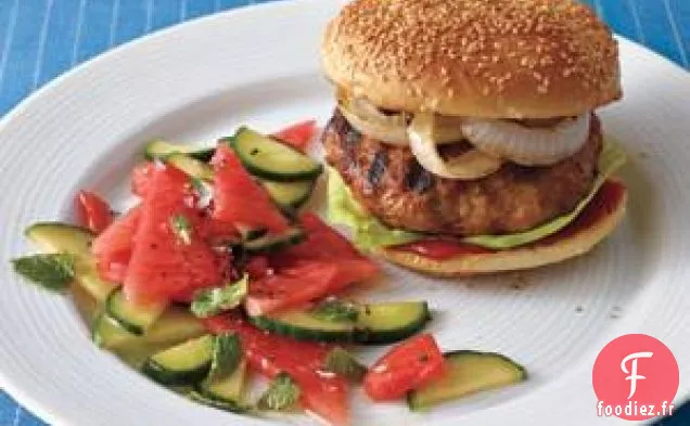 Hamburgers De Porc Asiatiques Avec Pastèque À La Menthe