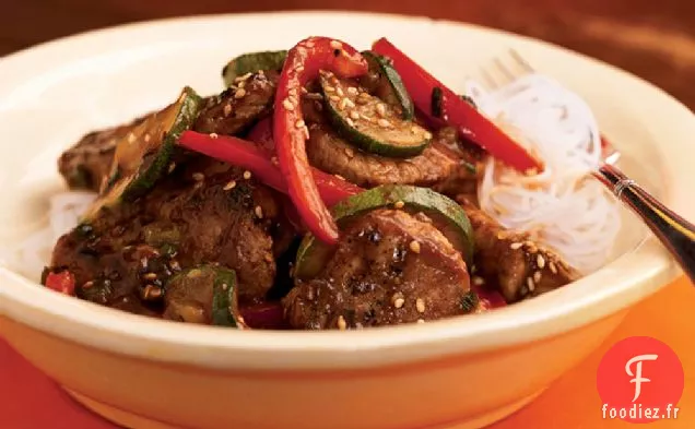 Porc et Légumes Sautés à la Sauce Asiatique Épicée