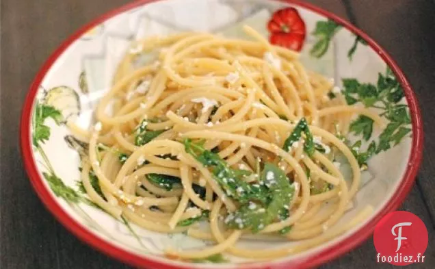 Spaghetti À la Ricotta Au Citron Meyer Avec Roquette (aka Pâtes Réfrigérées)