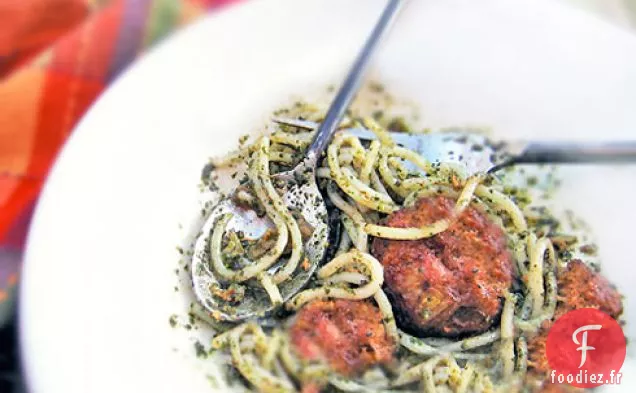 Recette De Boulettes De Viande Italiennes Avec Pâtes Au Pesto Au Basilic