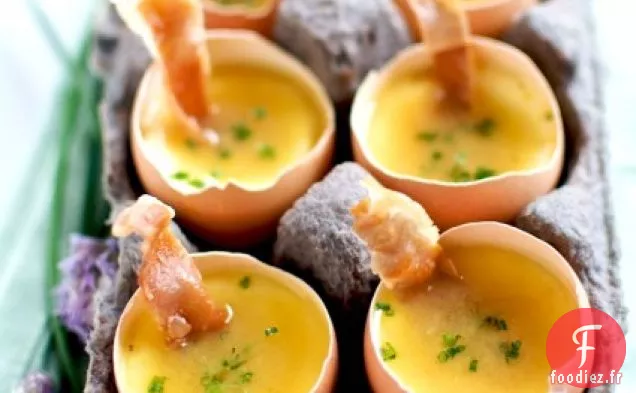 bacon Et Œufs ” Crème Pâtissière Infusée À la Truffe Avec Prosciutto Croustillant