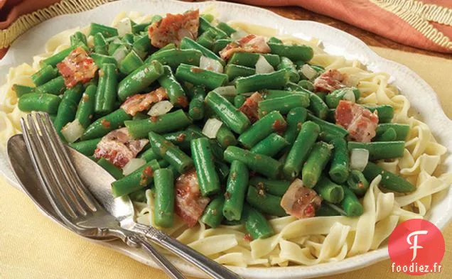Haricots Verts et Bacon avec Pâtes