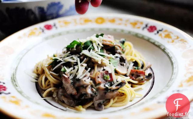 Pâtes au Bacon et aux Champignons