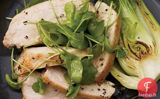 Poulet Glacé à la Moutarde avec Roquette et Bok Choy