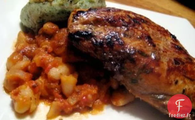 Poulet Balsamique Au Romarin, Fèves Au Lard Toscanes Et Pota Aux Épinards