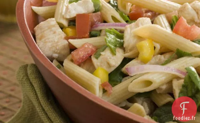 Penne Au Poulet, Épinards et Tomates Avec Vinaigrette Balsamique