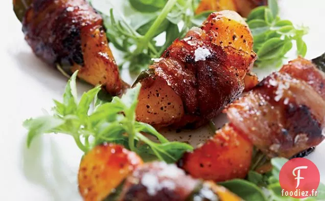 Pêches enveloppées de Pancetta au Basilic et au Balsamique Vieilli