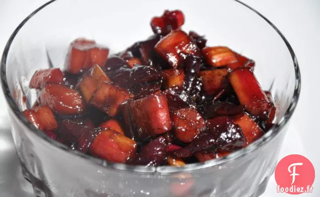 Confit De Rhubarbe Et Oignon Au Vinaigre Balsamique À La Fraise