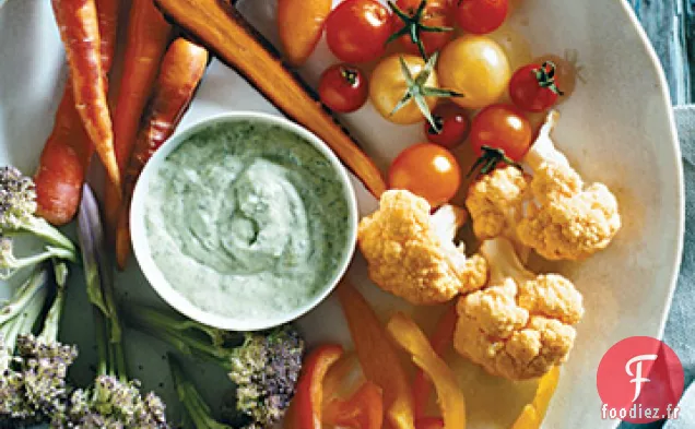 Crudites d'automne avec Vinaigrette Déesse Verte