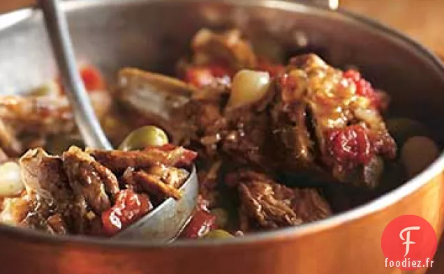 Poitrine de Veau Braisée aux Herbes, Pernod et Tomates