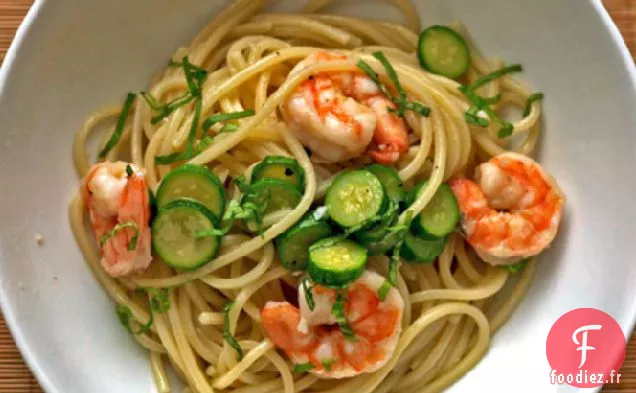 Dîner ce soir : Linguine aux Crevettes et Courgettes