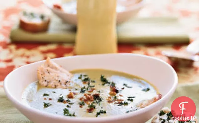 Soupe au Vert aux Toasts au Fromage de Chèvre