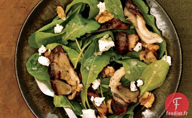 Salade de Roquette aux Champignons Grillés et Fromage de Chèvre