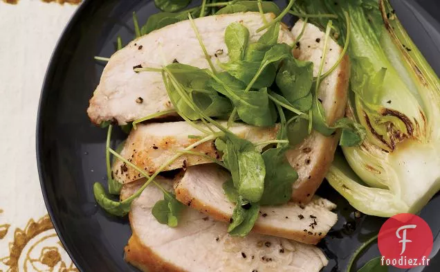 Poulet Glacé à la Moutarde avec Roquette et Bok Choy