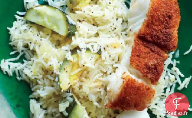 Poisson Frotté aux Épices avec du Riz Citronné