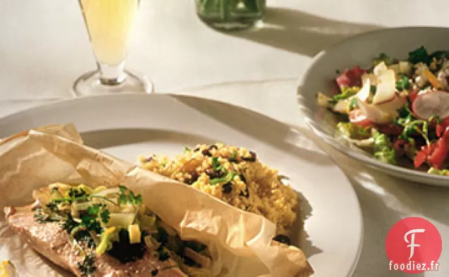 Saumon et Poireaux Cuits au Parchemin