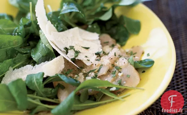 Salade de Sunchoke rasée au Parmesan et Roquette