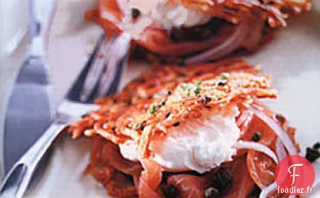 Galette de Pommes de Terre aux Oignons Verts et Sandwichs au Saumon Fumé