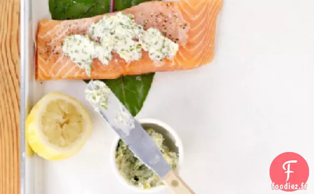 Saumon Rôti Enveloppé de Bettes à Carde