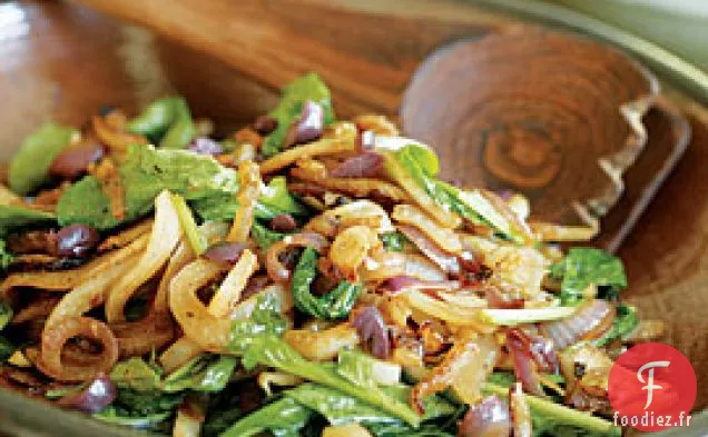Fenouil Et Oignon Rouge Sautés À La Roquette