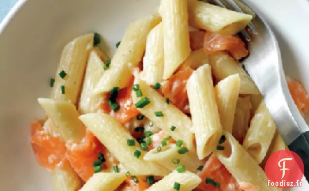 Penne à la Crème, Saumon Fumé et Ciboulette