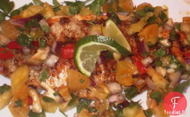 Poisson-Chat Grillé Cajun Avec Salsa Aux Abricots