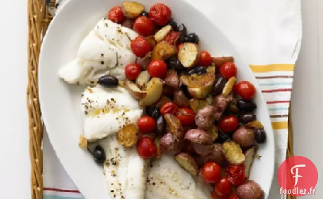 Morue Rôtie aux Pommes de Terre et Olives