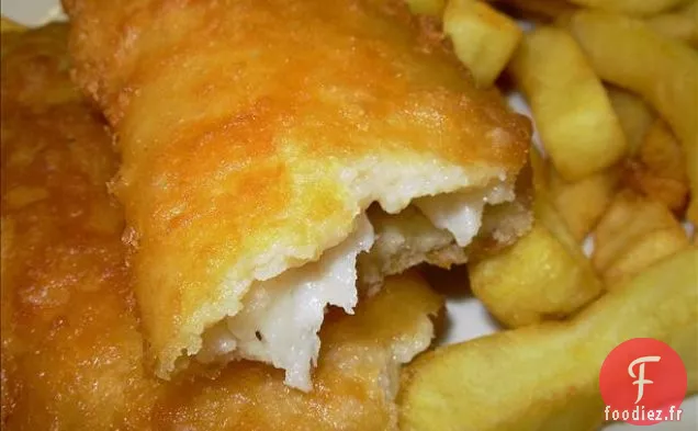 Vrai Fish and Chips Anglais Avec Pâte à la Bière Yorkshire
