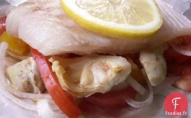 Flétan Grillé Aux Poivrons et Artichauts