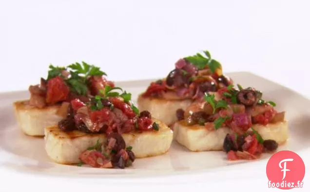 Flétan à l'Artichaut et Caponata aux Olives