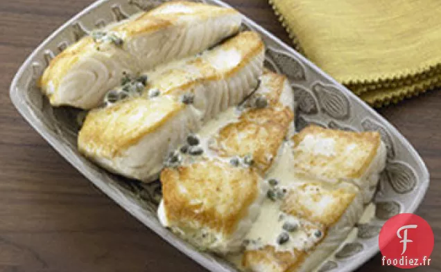 Recette de Flétan Rôti à la Poêle avec Vinaigrette aux Câpres