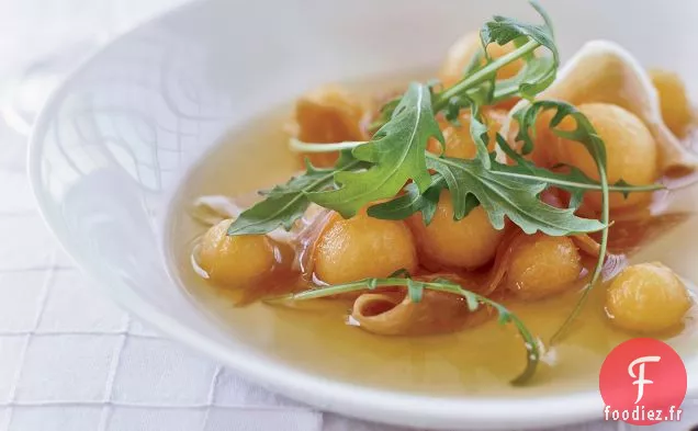 Prosciutto Consommé à la Roquette et au Melon