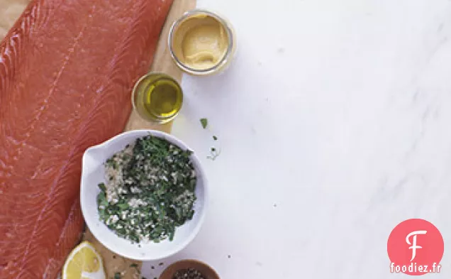 Saumon en Croûte d'Herbes aux Citrons Rôtis