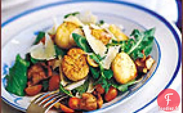 Salade de Fenouil, Champignons et Roquette aux Pétoncles Poêlés