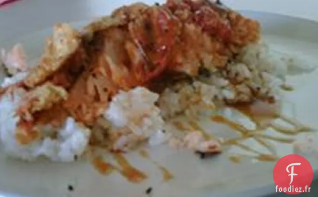Saumon, Riz et Tomates Frites